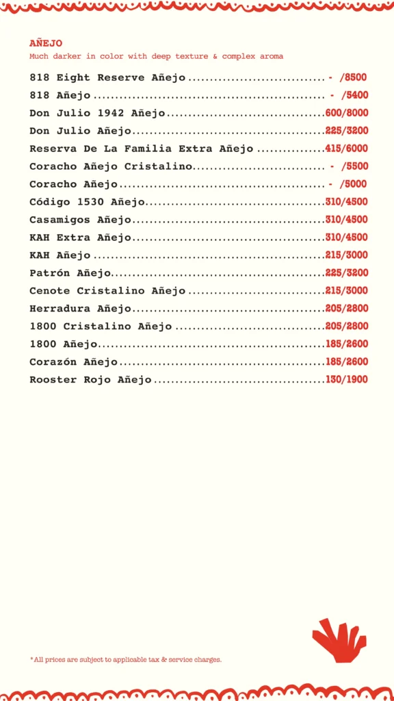 Cantinero Bar Menu