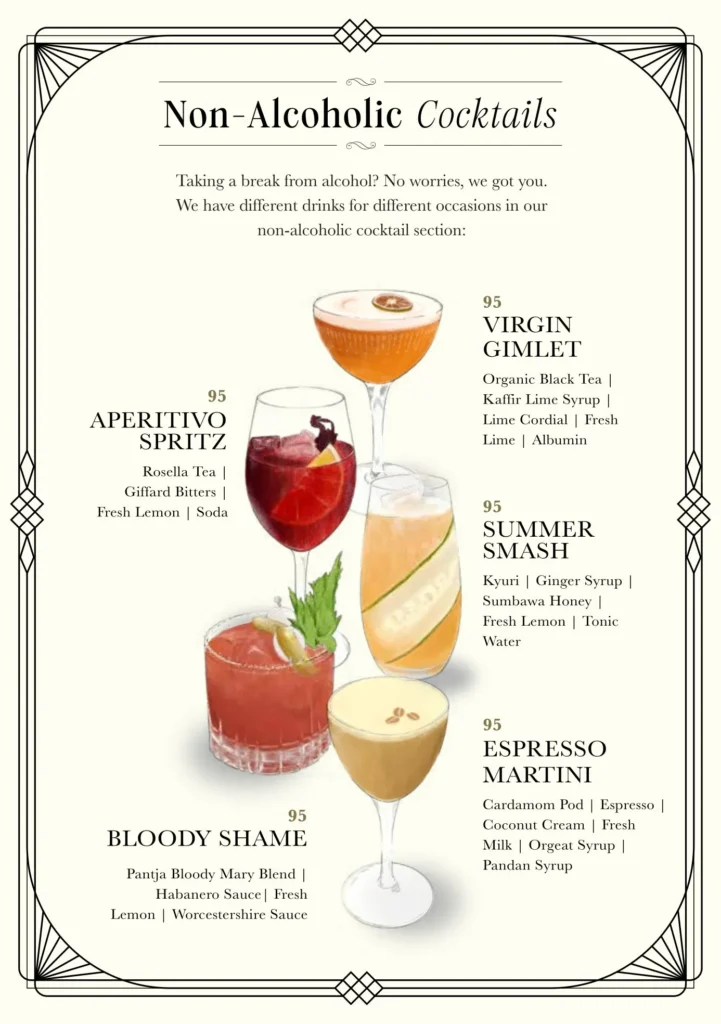 bar pantja jakarta menu